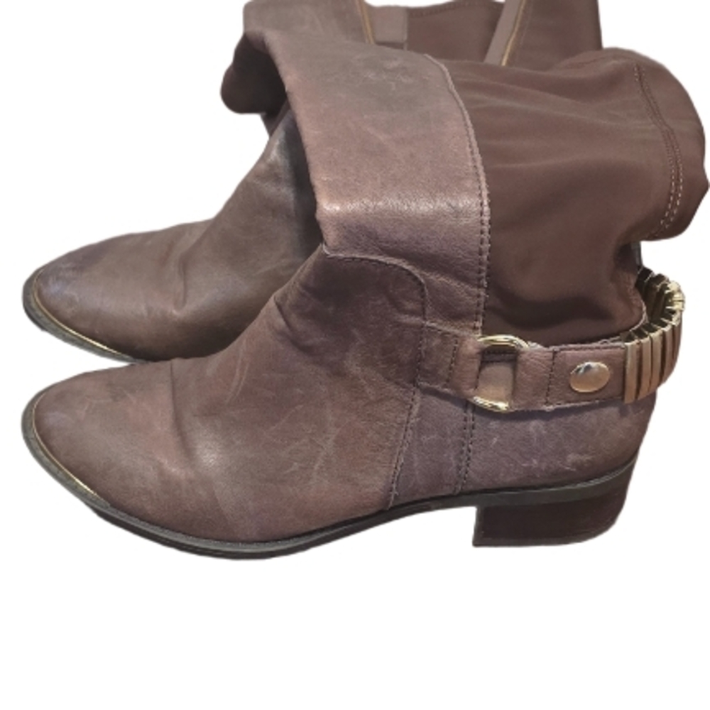Elegant Brown Ankle Booties with Gold Accent